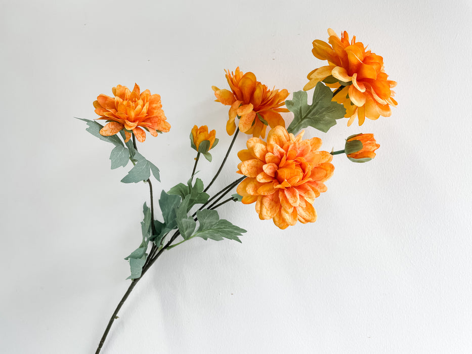 Faux Dahlia Spray - Orange