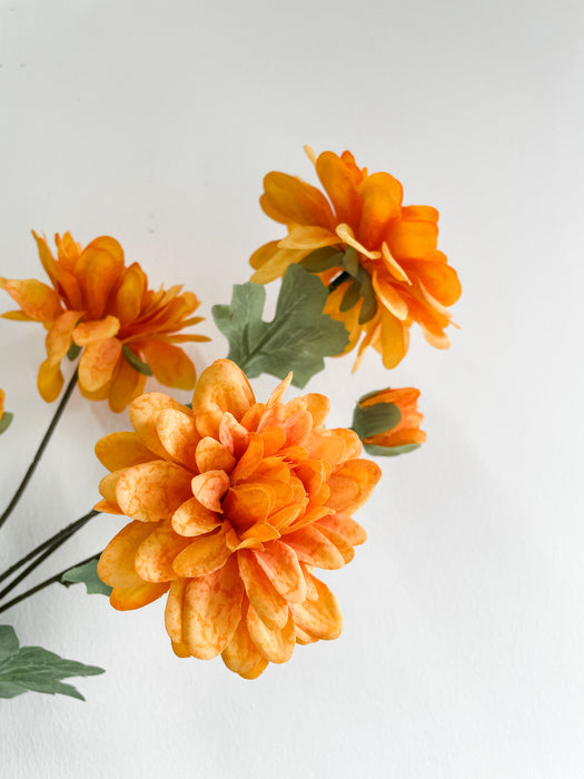 Faux Dahlia Spray - Orange