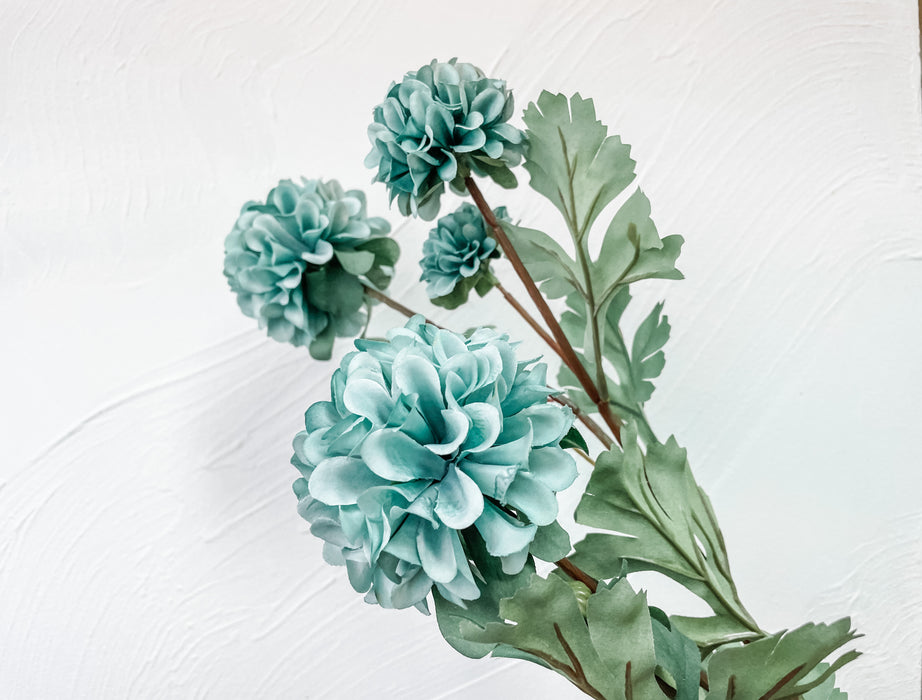 Faux Dahlia Spray - Blue-grey